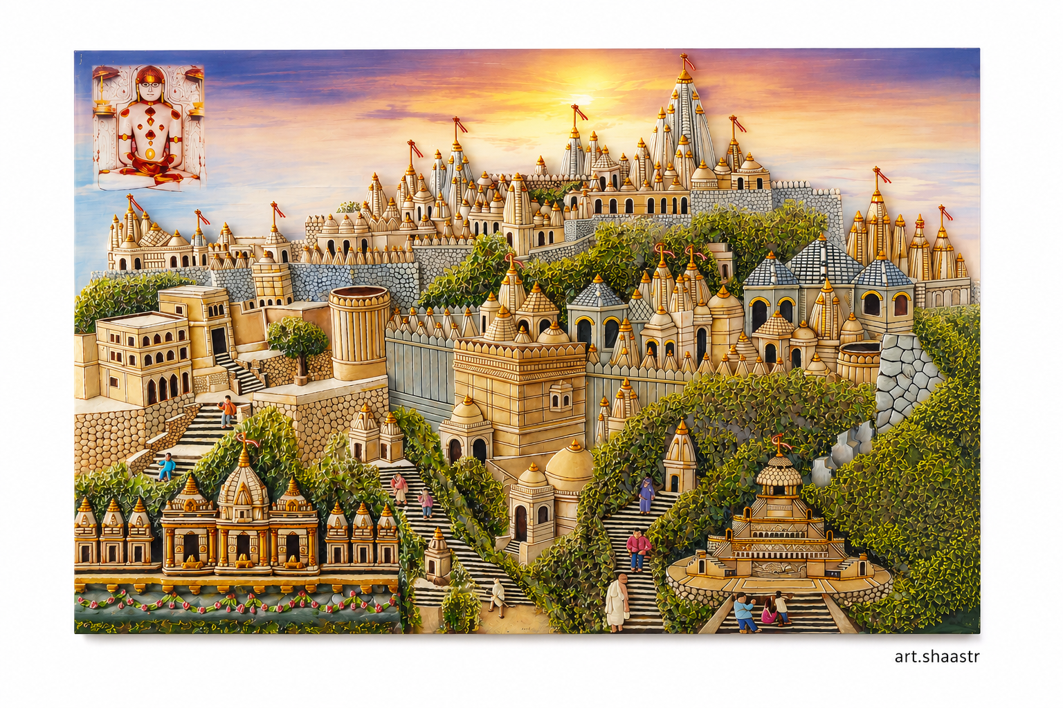 Palitana Teerth on Glass 48"X36"
