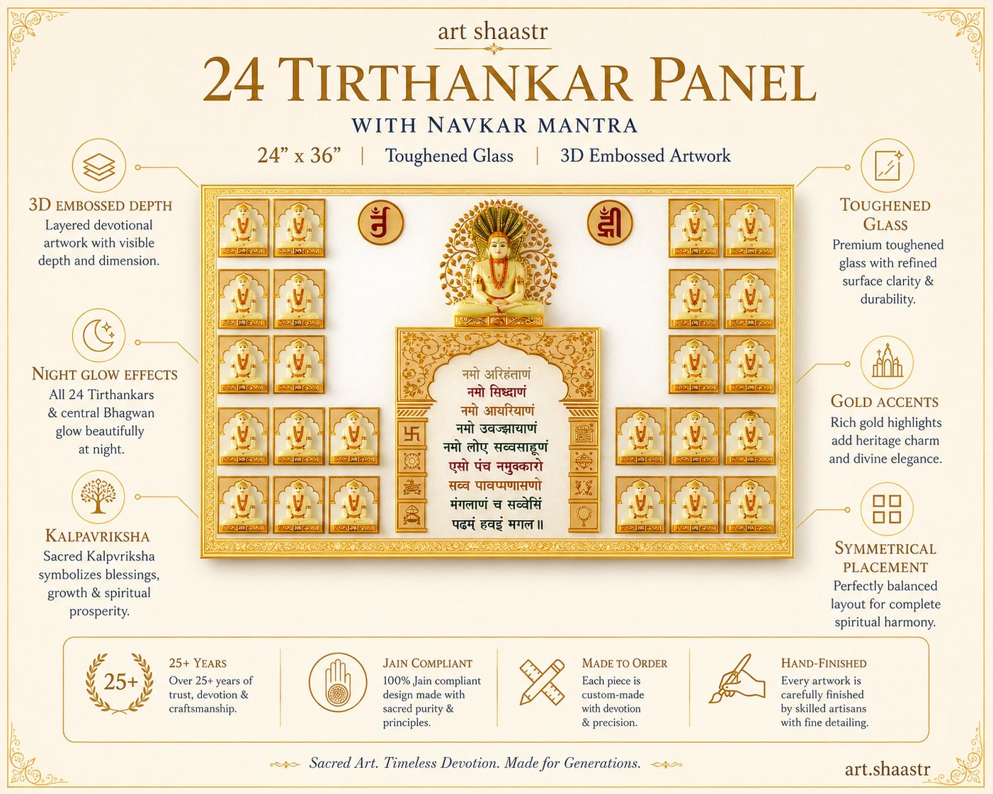 24 Tirthankar Panel with Navkar Mantra – 24” x 36”