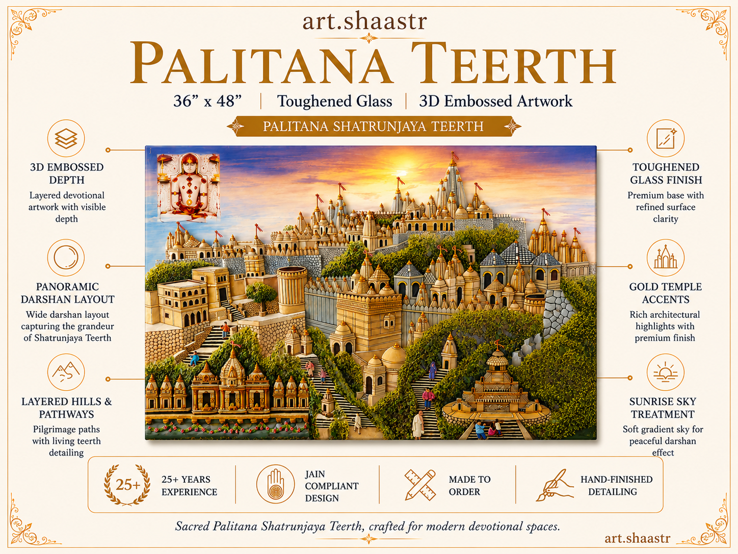 Palitana Teerth on Glass 48"X36"