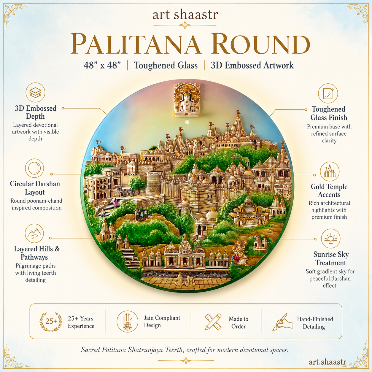Palitana Round Shape 48” X 48” in Toughened Glass